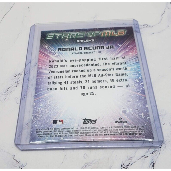 2024 Topps Series 1 Stars of MLB Ronald Acuna Jr. #SMLB-3 Atlanta Braves - Picture 4 of 4